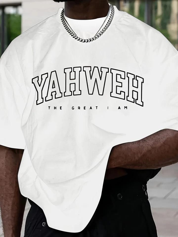 YAHWEH THE GREAT I AM Letter Graphic T-Shirt Men s Cotton Tee Women Summer Oversize Novelty Streetwear Casual Top S разноцветный