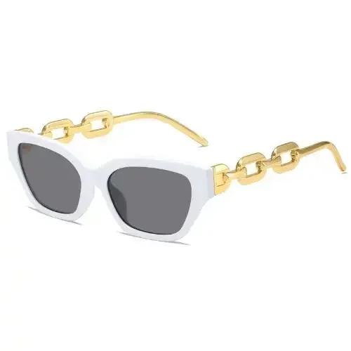 New Fashion Small Cat Eye Sunglasses Women Trending Product Luxury Brand Cateye Chain Leg Sun Glasses Ladies Black Shades Uv400