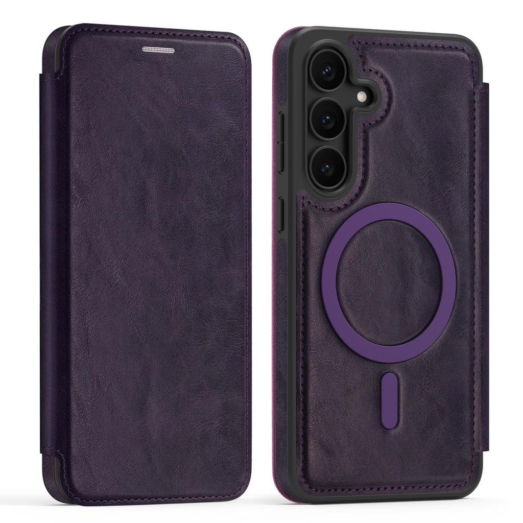 For Samsung Galaxy S25 FE Magnetic Case RFID Blocking Card Holder Leather Phone Cover