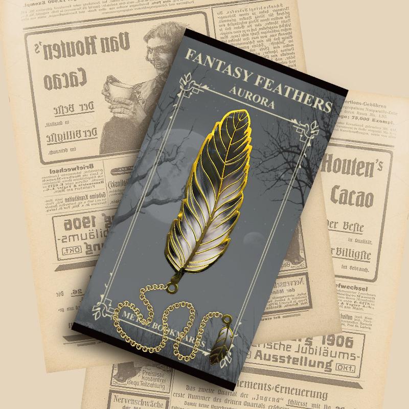 Hot Sale 1Pcs Exquisite Book Page Divider Vintage Feather Gold Stamped Metal Bookmark With Metal Chain Pendant Office Stationery