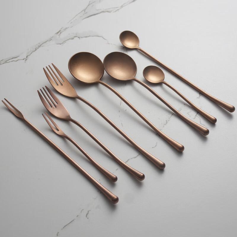 ZISIZ 304 Stainless Steel Rose Gold Dessert Knife Set