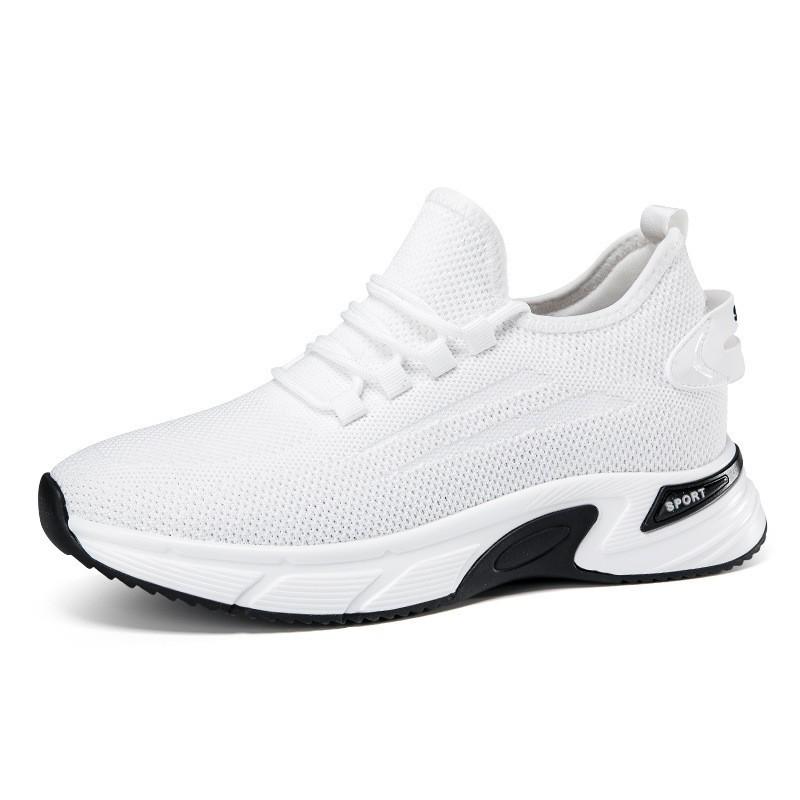 Men s 8CM Height-Increasing Flyknit Running Shoes with Thick Platform Sole - White 40 белый 8см