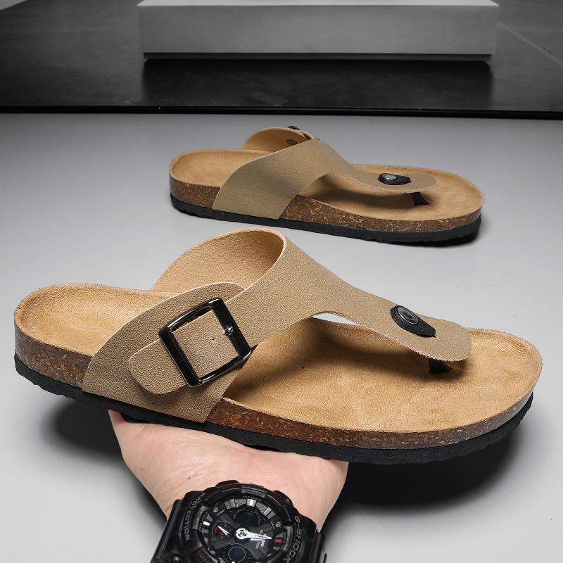 Kork-Hausschuhe Herren Freizeit Komfort Sandalen Sommer Flip-Flops Outdoor Anti-Rutsch StrandSchuhe Mode Jugend Atmungsaktiv Trend Hausschuhe
