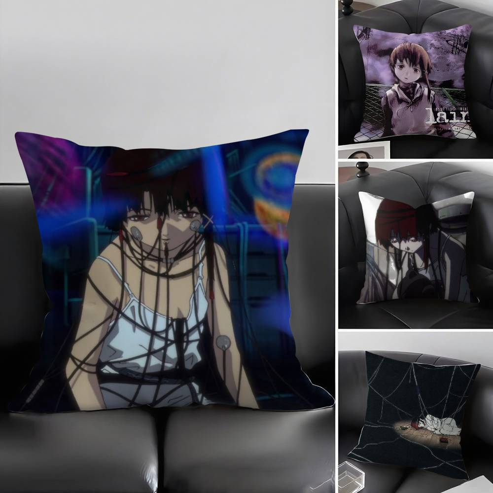 S-Serial Experiments L-Lain Pillow Case Home Dorm Chair Back Short Plush Double-sided Printing Office Nap Time Cushion Cover