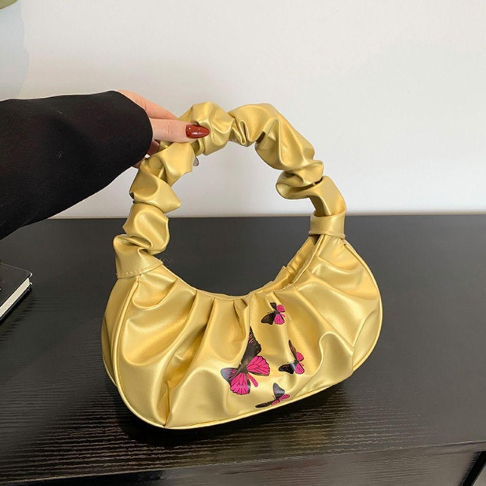 

Женская сумка-облако из искусственной кожи в корейском стиле с бабочкой, переносная плиссированная сумка для путешествий