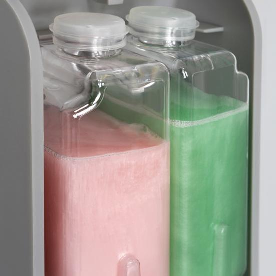 Soap Dispenser 400ml*2 Dual Compartment Large Capacity Inner Liner Easy Refill Visual Design Soap Dispenser