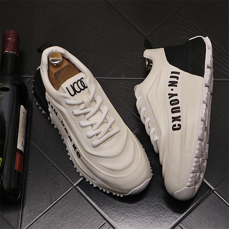 

Кроссовки мужские дизайнерские легкие дышащие белые туфли модные повседневные туфли из микрофибры и кожи на увеличенной платформе 38