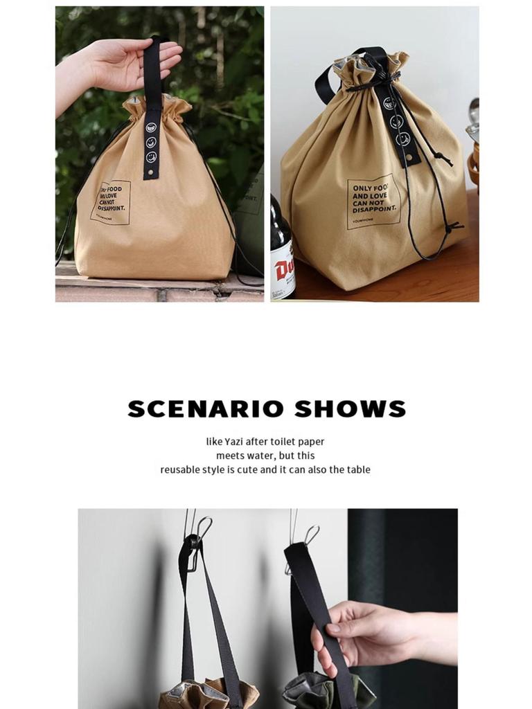 Nordische minimalistische isolierte Canvas-Bento-Tasche mit Kordelzug