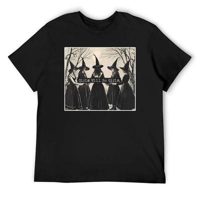 Girl Will Be Girl, Funny Witch, Witchy Vibes T-Shirt Football T Shirt Oversize T-shirts Man Graphic T Shirts Tee Shirts for Men