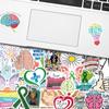 50 piezas de pegatinas de salud mental, nuevas pegatinas de doodle de concienciación sobre la salud mental, pegatinas de guitarra y patineta al por mayor