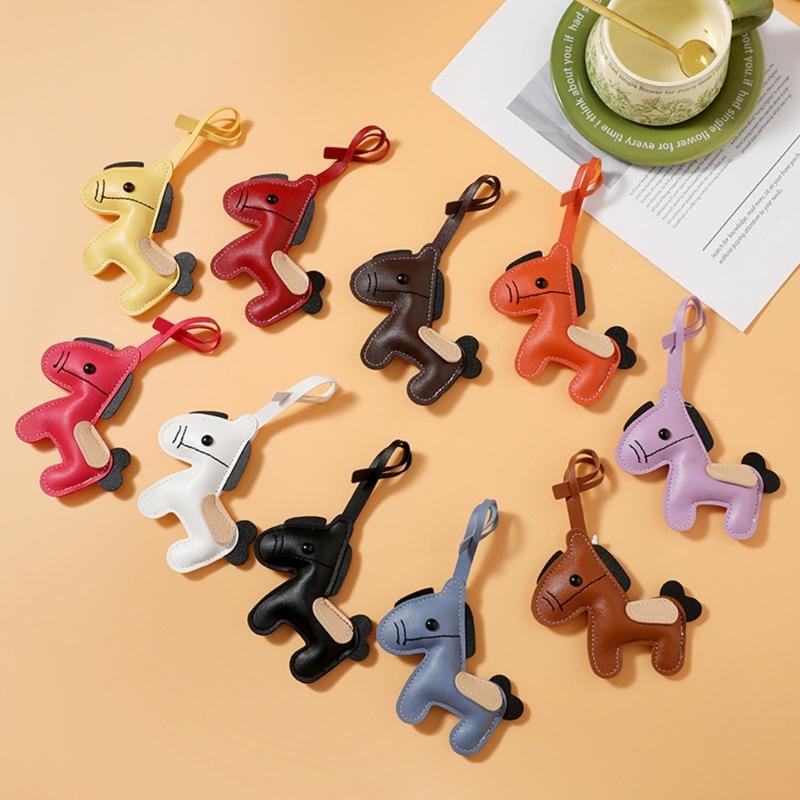 Horse Design PU Leather Key Ring Decoration Finish MultiFunctional Pendant Keychain Ornament for Keys or Zipper Pulls