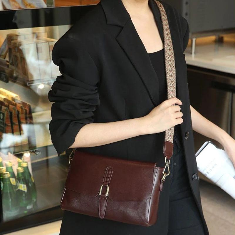 Genuine Leather Women's Bag Versatile and Fashionable Crossbody Bag Cowhide Single-shoulder Small Square Bag