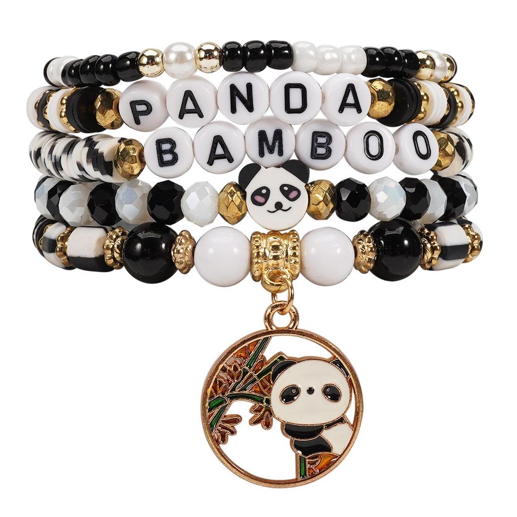 Bohemian Panda Handgefertigtes Perlenarmband-Set - 5 Stück