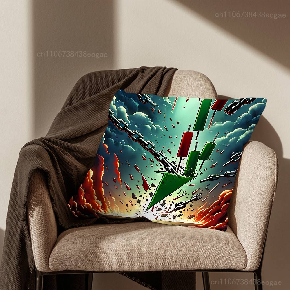 Day Trading Art Pillow Case For Room Sofa Cushion Cover Suitable For Home Bedroom Decoration And Protector
