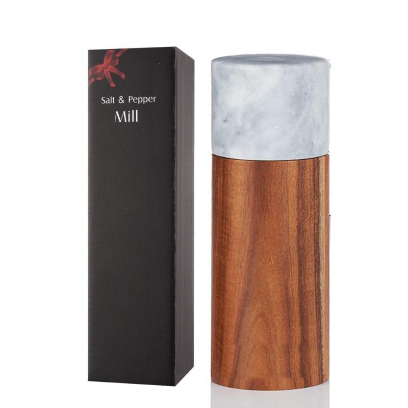 Marble Acacia Wood Splicing Pepper Mill Manual Kitchen Tools Wood Sea Salt Peppercorns Grinder Multi-purpose Seasoning Bottle