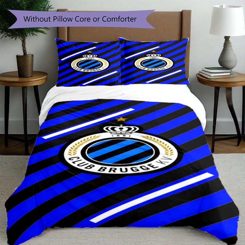 3pcs Duvet Cover Set (1*Duvet Cover + 2*Pillowcase, Without Core), Club Brugge K V Print Bedding Set, Bedroom Decor, All‑Season, Gift