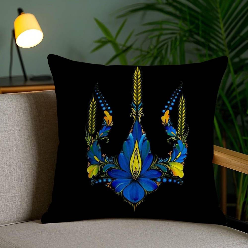Ukraine Flag Aesthetic Pillow Case Sofa Short Plush Double-Sided Hd Printing Room Home Office Gift Cushion Cover