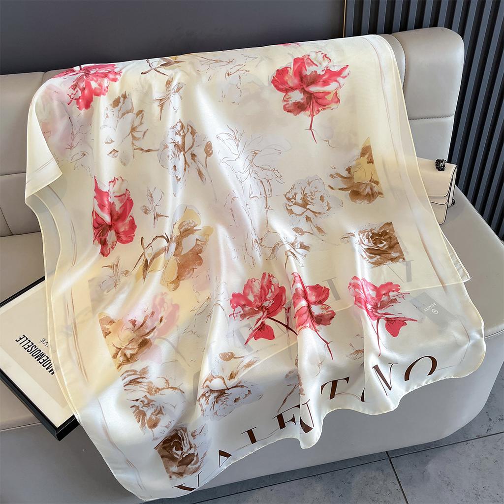 Women 180*90cm Fashion Beautiful Soft Silk Scarves Female Lady Shawl Hijab Wrap Foulard Bandanna Muffler Beach Pareo