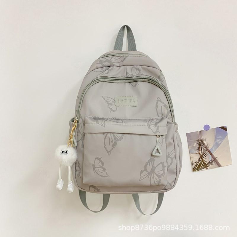 Schoolbag Japanese Ins Wind Butterfly Backpack Female, Junior High School Girls Student Schoolbag Large Capacity Travel Light Backpack