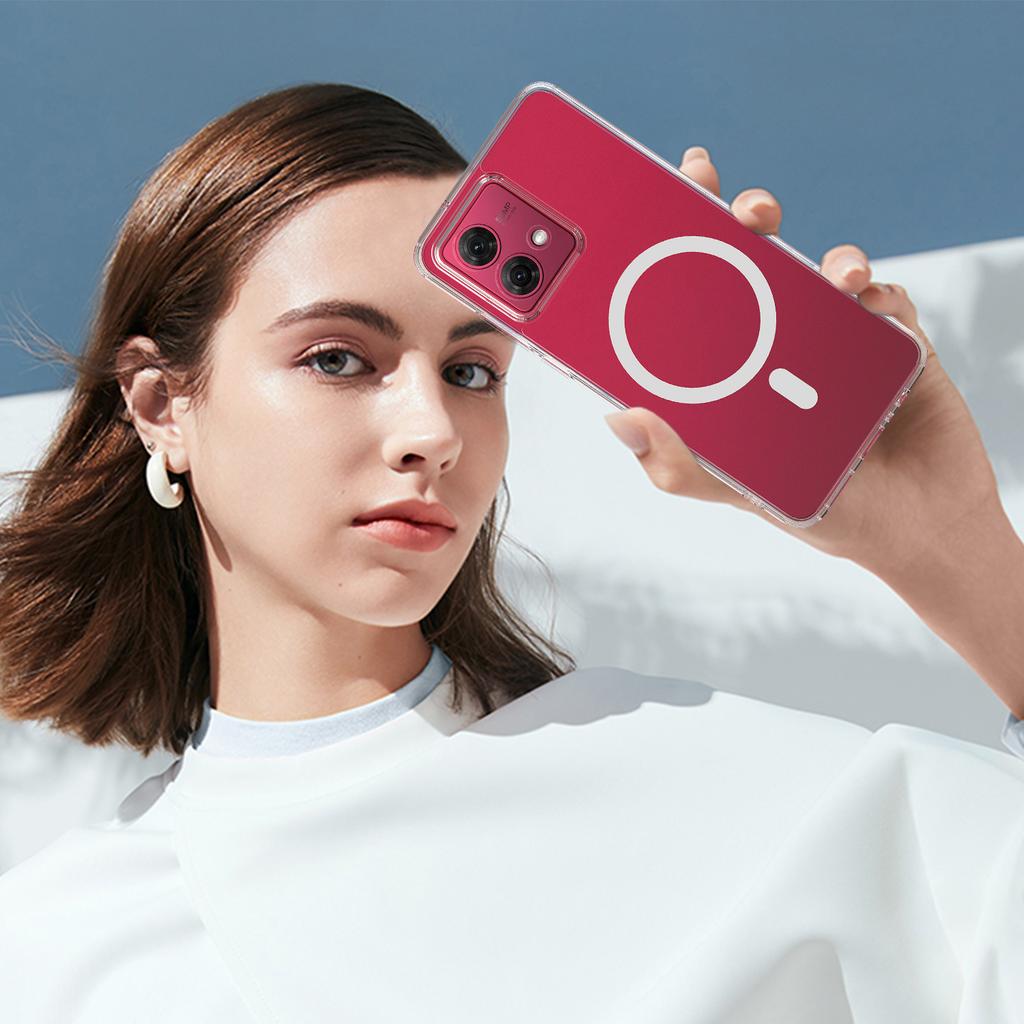 Pro Motorola Edge 40 Neo 5G Průhledný kryt na telefon Kompatibilní s MagSafe TPU+Akrylový zadní kryt