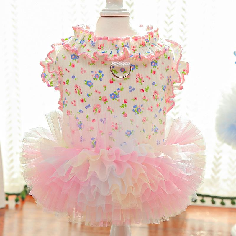 Spring and Summer New Fungus Curling Flower Dog Cat Pet Cat Clothes Dog Supplies Than Bear