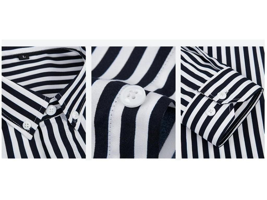 2024 Men's Slim Fit Striped Long Sleeve Shirt - Youth Fashion Business Casual