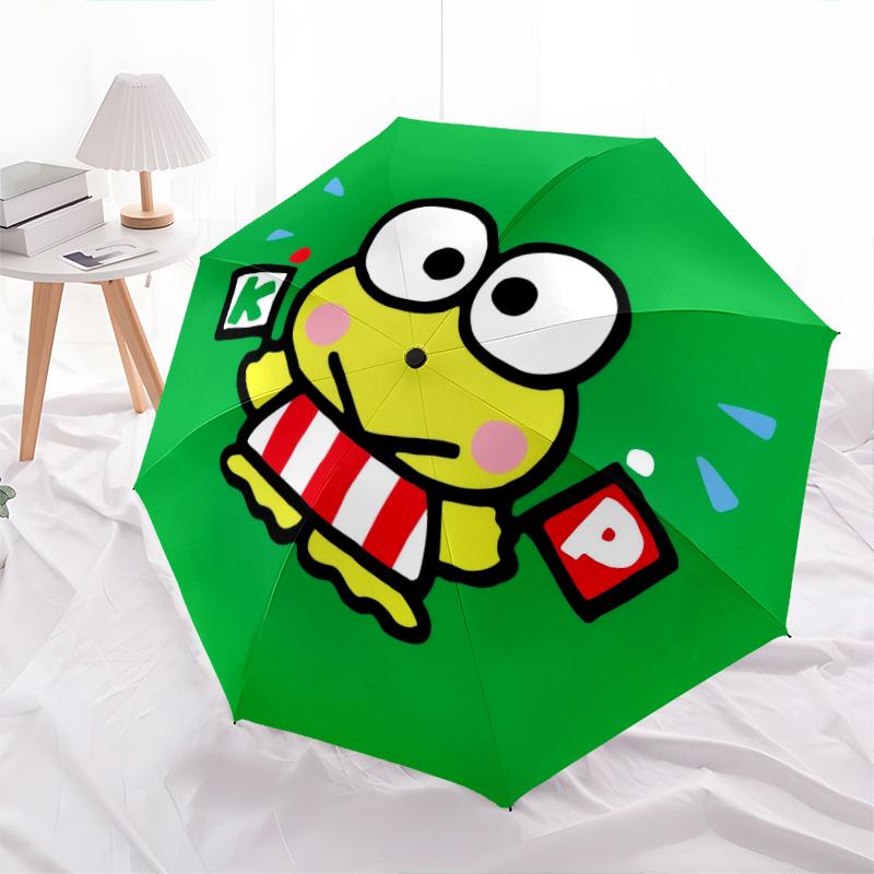 Kerokerokeroppi pattern, automatic folding umbrella, portable and foldable design, 8 ribs, a Christmas or birthday gift.