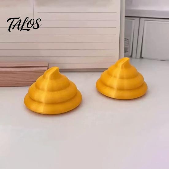 Flat Base Figurine 3D Printed Golden Poop Rotating Figurine, Luck Fortune Desk Decor, Funny Car Wealth Symbol Decoration Accessory with Turnable Base,