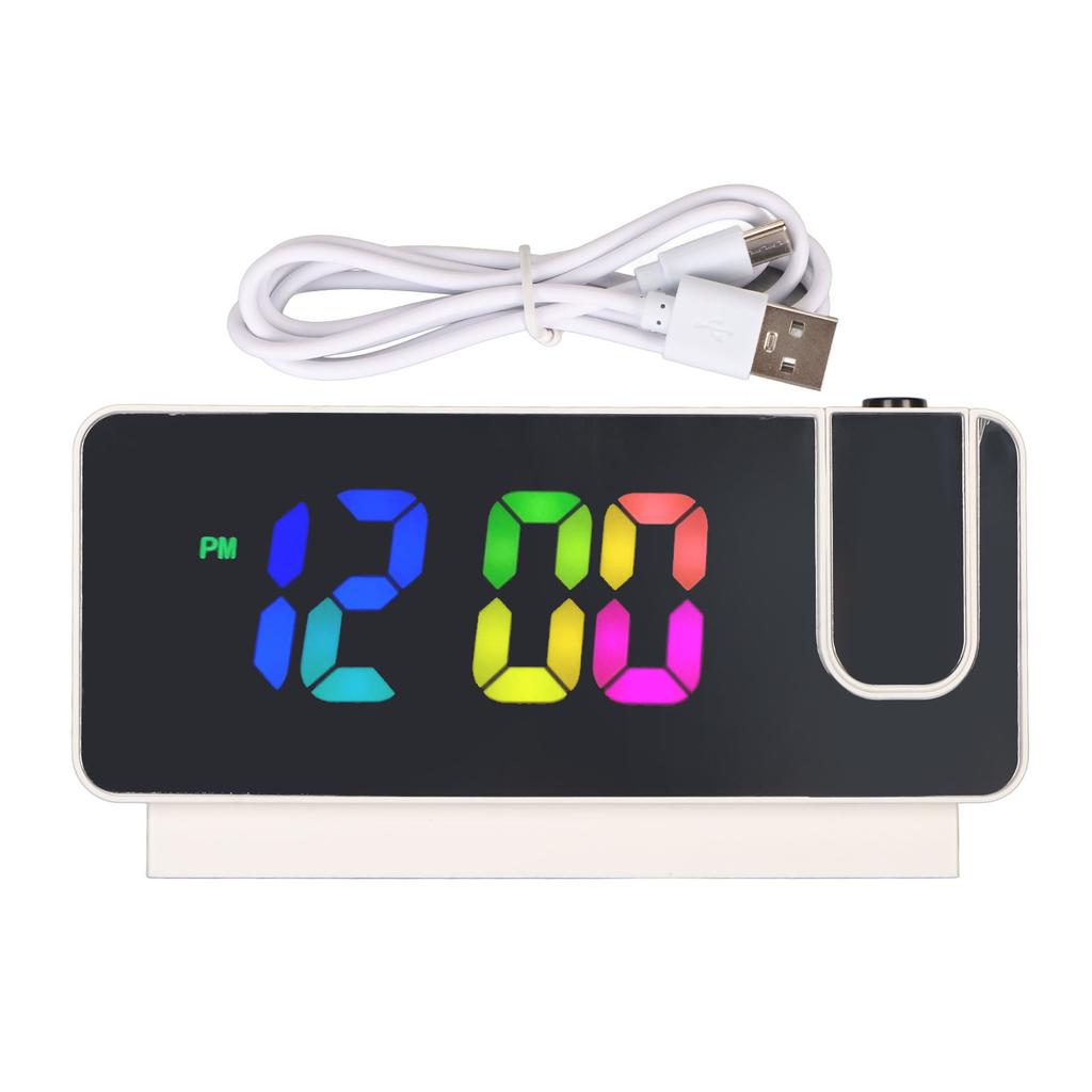 Digital Alarm Clock LED Display Mirror Electronic Clocks Voice Control Temperature Calendar Clocks for Bedroom Dormitory