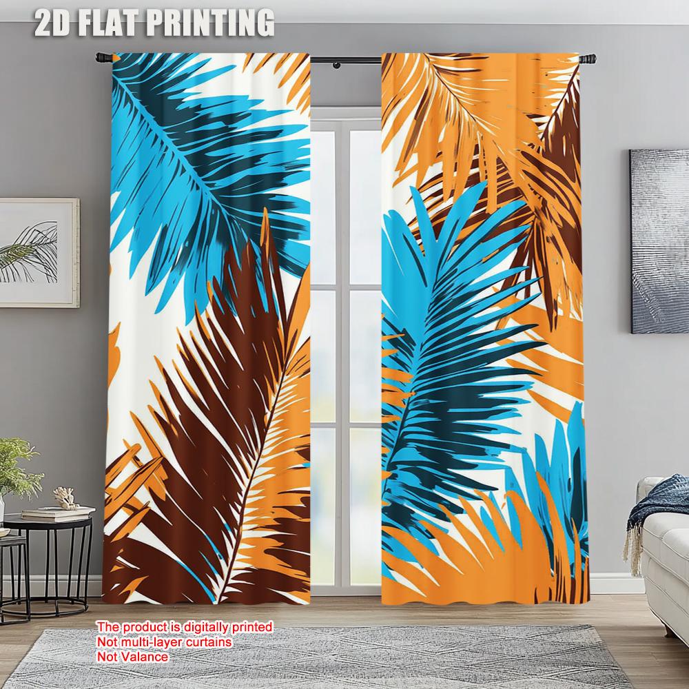 

2pc Window Drapes Tropical Leaves Durable Polyester Without Electricity Versatile Suitable for Living Room Outdoor Decor 100*130 Rod Pocket 1pcs