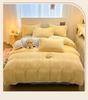 Thickened Jacquard Milk Fleece Winter Bedding Set - Flannel Coral Fleece Duvet Cover with Added Fleece Sheet, Dormitory Three-Piece Set