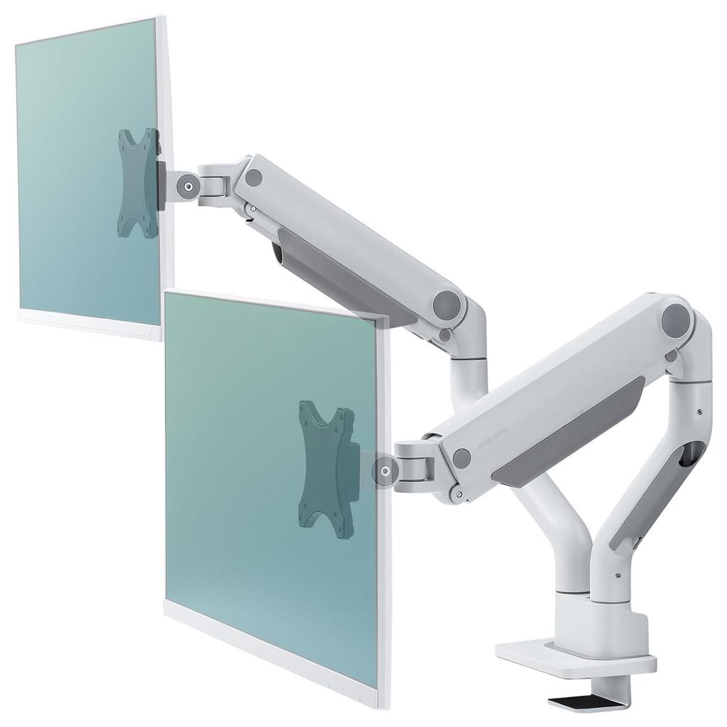 Sanwa Direct Monitor Dual Monitor Supports Up To 15kg Weight Gas Thin Grommet VESA Arm, Arm, 35-inch Monitors, 3-Joint Arm, Capacity, Spring, Clamp,