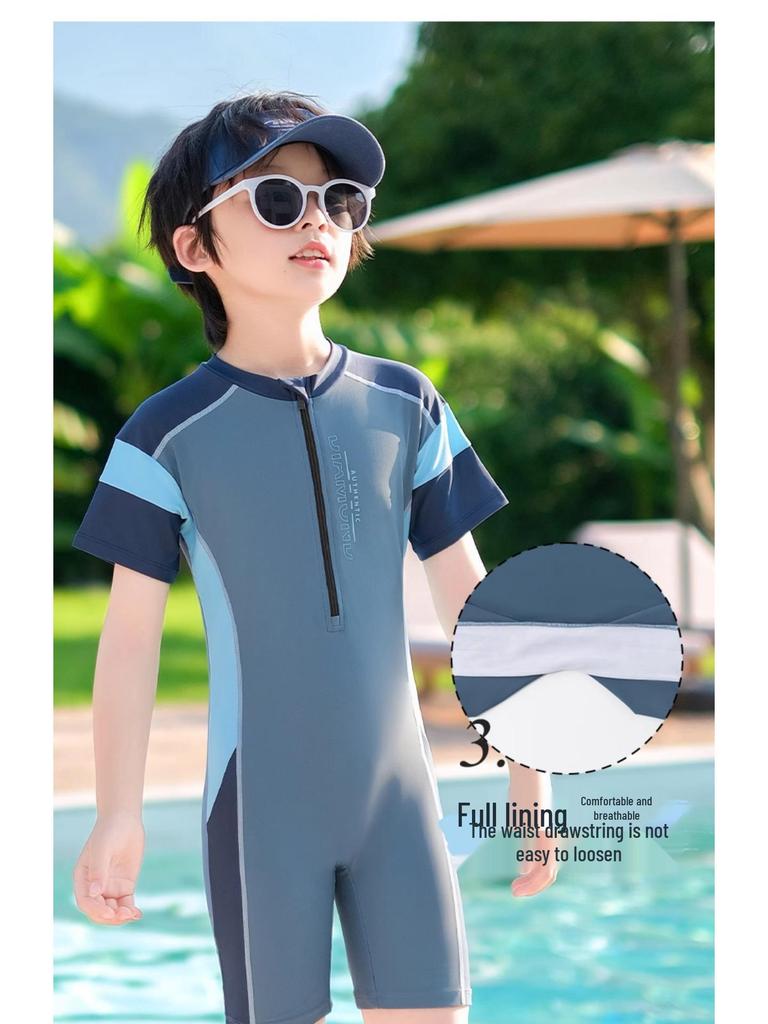 2025 New Style Boys' One-Piece Swimsuit: Quick-Drying Training Set for Kids