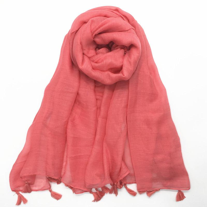 Solid Voile Women Scarf New Summer Girls Tassels Sunscreen Thin Scarves Soft Shawl Foulard Viscose Spring Lady Wrap Shawls