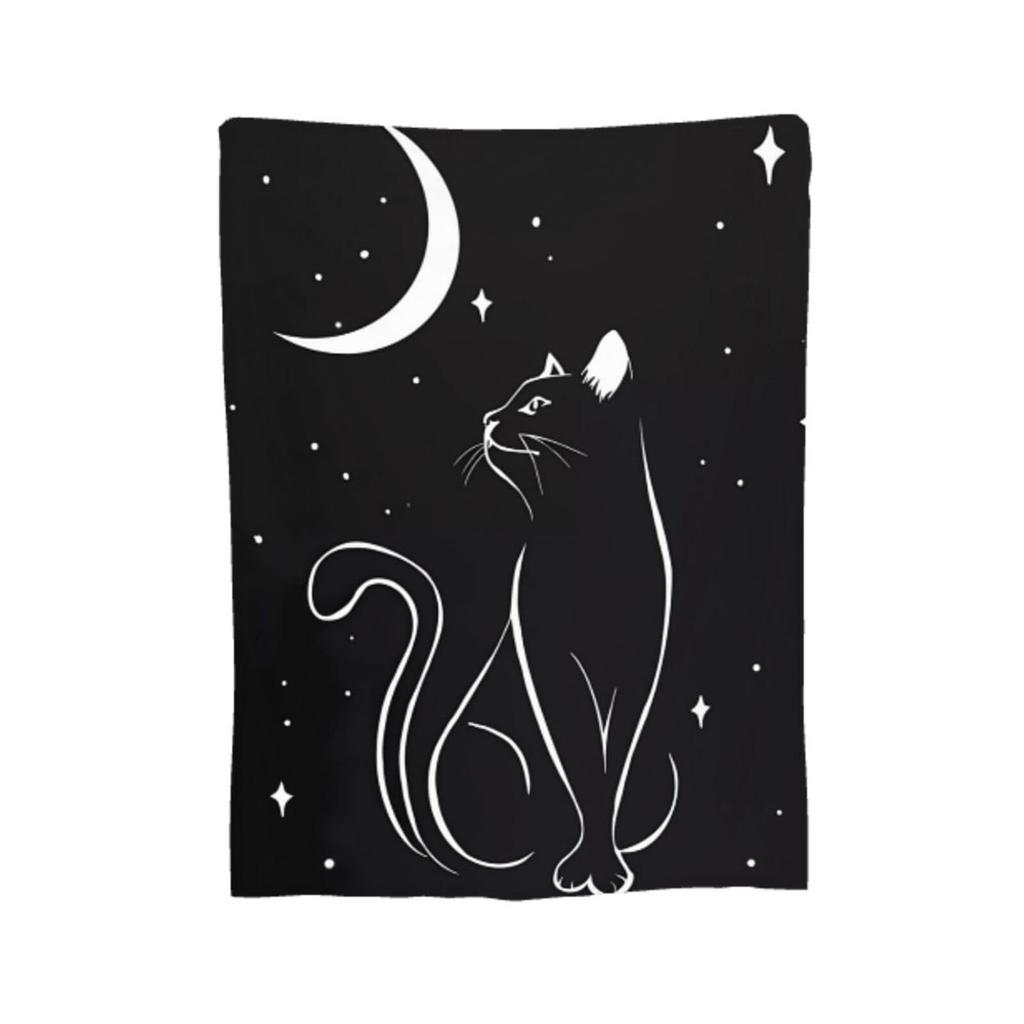 Cute cartoon black cat digitalprinted polyester Bedroom velvet flannel cover blanket Fleece soft sofa cover blankets for beds