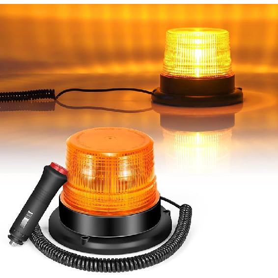 Magnetic Cordless Beacon Light, Amber Rechargeable Strobe Lights For Trucks, Portable Flashing Emergency Safety Warning Light For Postal Car