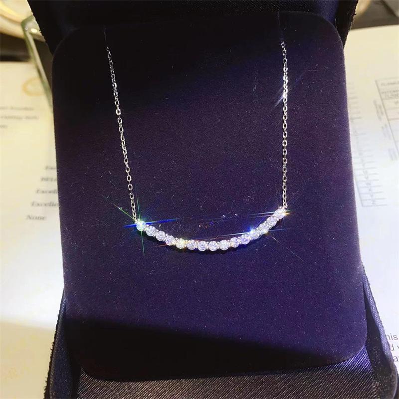Moissanite Smile Pendant Necklace - Diamond Clavicle Chain, Passes Tester, Valentine's Day Gift for Girlfriend