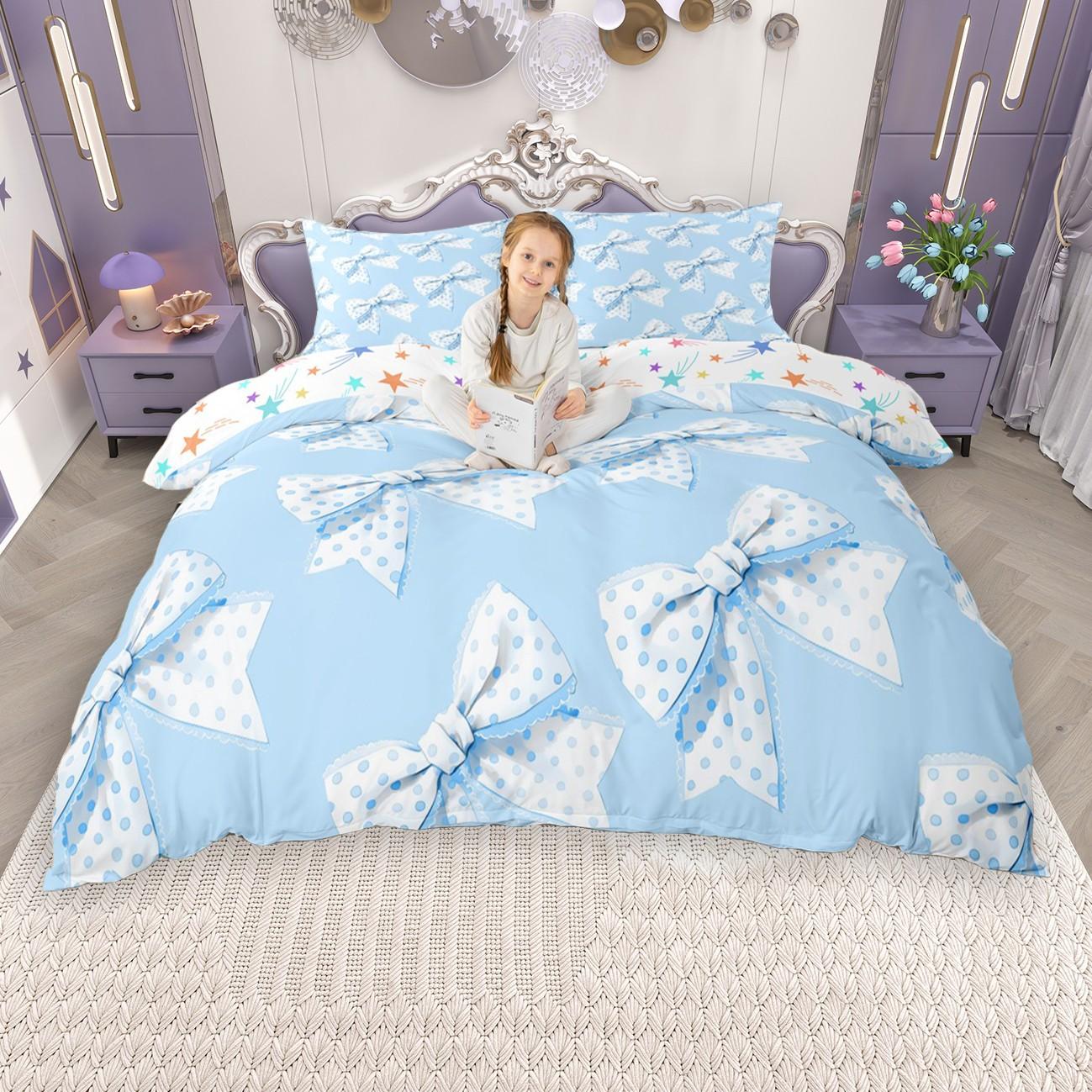

Comforter Homewish Cute Kawaii Bow Knot For Girls Princess Bowtie Bedding Set Lovely Hearts Print Comforter Set Comforter (quilt)-EU Single(135*200cm)3pcs