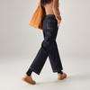 Women's 2026 Winter Fashion Loose and Versatile Wide Leg Jeans with Velvet Thickening, Showing Thin and Elastic Waist Strap, Floor Pants
