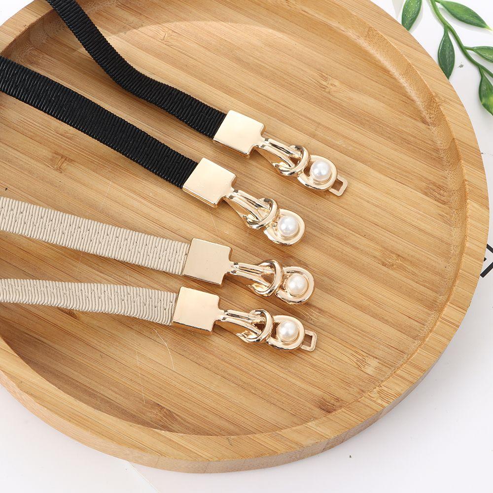 Fashion Pearl Pair Buckle Casual Elastic Belts Waist Strap Decorative Waistband Waist Belts