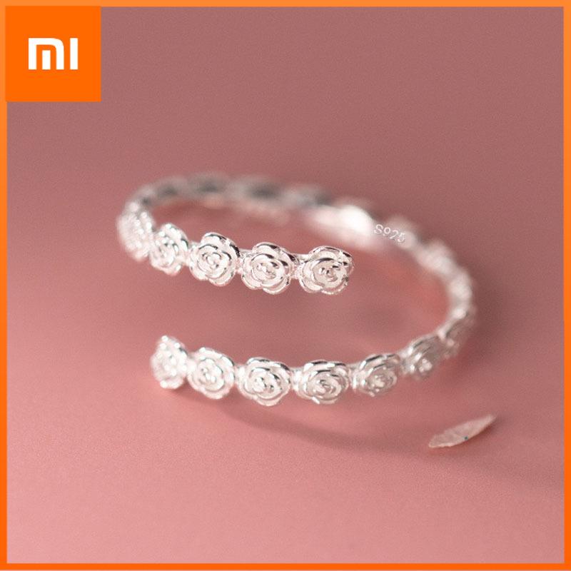 Xiaomi 925 Sterling Silver Rings for Women Couple Minimalist Handmade Simple Flower RingJewelry Gift Prevent Allergy