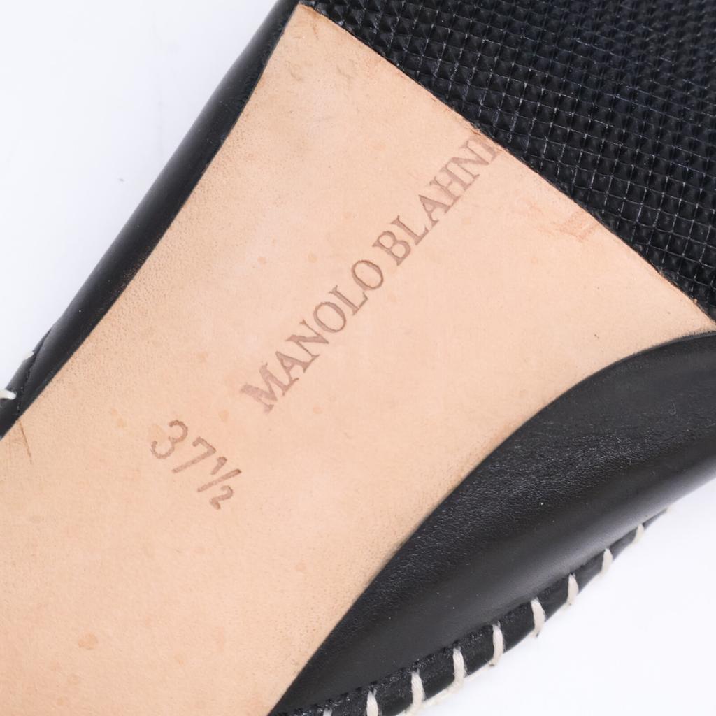 Manolo Blahnik Pointed Toe Mules Shoes 37 1/2 Black WhiteUsed
