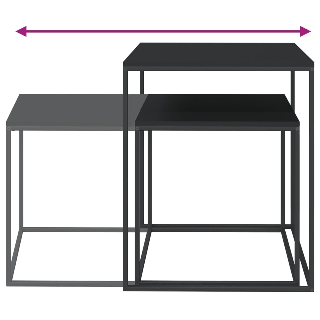  Coffee Table Set, 2 Pcs, Wood/metal