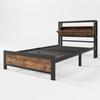 Platform Bed Metal with Storage Headboard Strong Load Bearing Adult Single Slats Frames Home Furniture Space Head