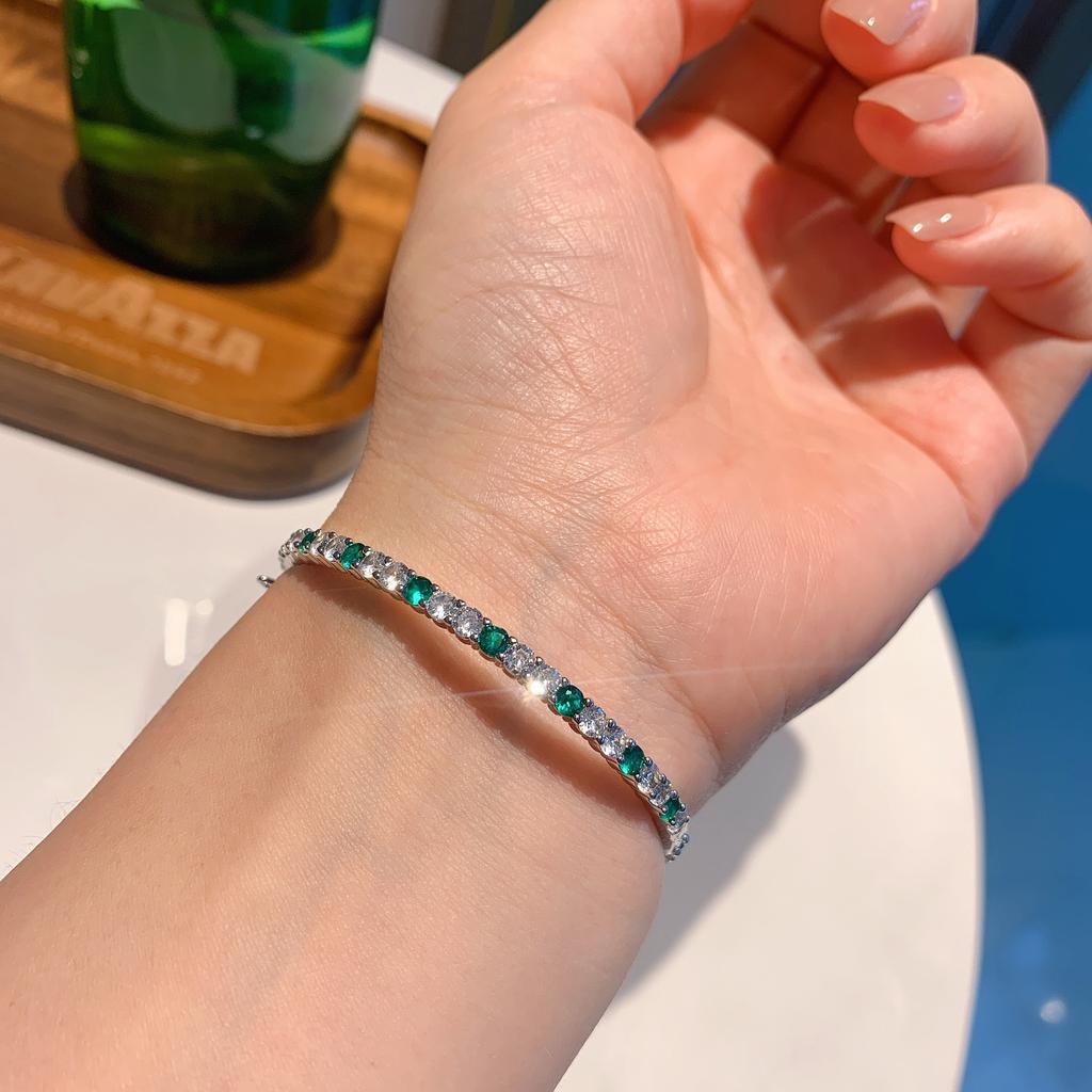 Jewelry Retro Korean Classic Micro-Inlaid Colorful Treasure Emerald Bracelet