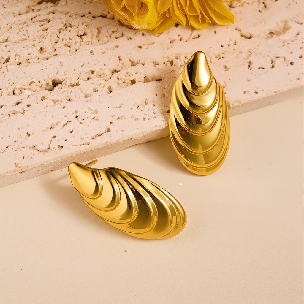 Geometric Irregular 18k Gold Titanium Steel Earrings for Women