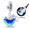 925 Silver Luminous Blue Ocean Series Octopus Starfish Charms Beads For Women Fit Bracelet DIY Jewelry Gifts