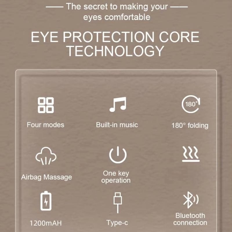 Portable Foldable Visible Intelligence Eye Massager Eye Care Device Smart Airbag Compression Eye Massage Glasses & Bluetooth Music for Improve Sleep