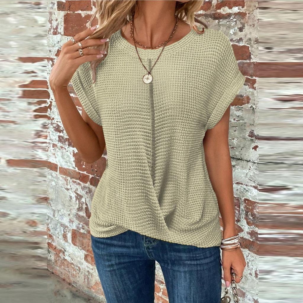 Damen T-Shirt mit Rundhalsausschnitt, Flügelärmeln, lässige Oberteile, süße T-Shirts, Sommerkleidung, trendige Basics, Tees, Kleidung