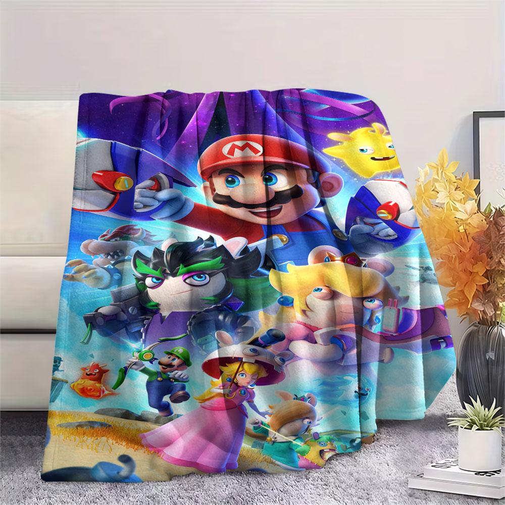 Super Mario Cartoon printing Flannel Blanket Bedroom Sofa Camping Warm blanket Gifts for family and friends-MJ002